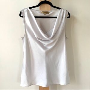 Nipon Boutique white draped neck tank